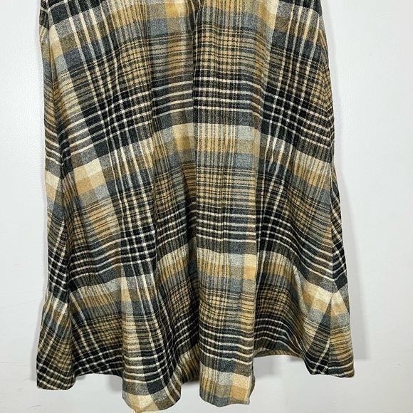Vintage Handmade Women’s Cottagecore Style Black Yellow Plaid Midi Skirt - Picture 11 of 12